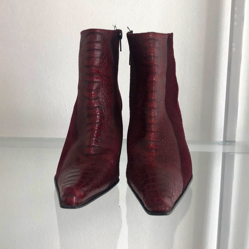 Burgundy heeled booties